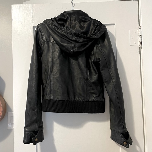Monarch leather bomber jacket with hood - Picture 4 of 9